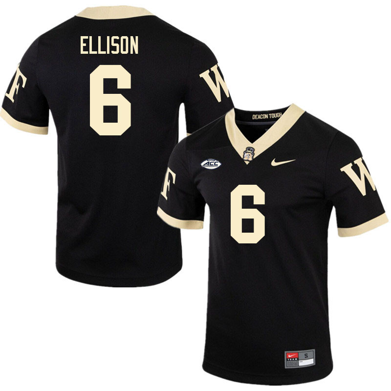 Men-Youth #6 Justice Ellison Wake Forest Demon Deacons 2023 College Football Jerseys Stitched-Black